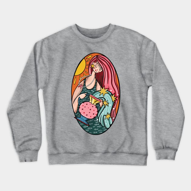 Aquarius Zodiac Harmony: A Fusion of Strength and Elegance Crewneck Sweatshirt by Illustory